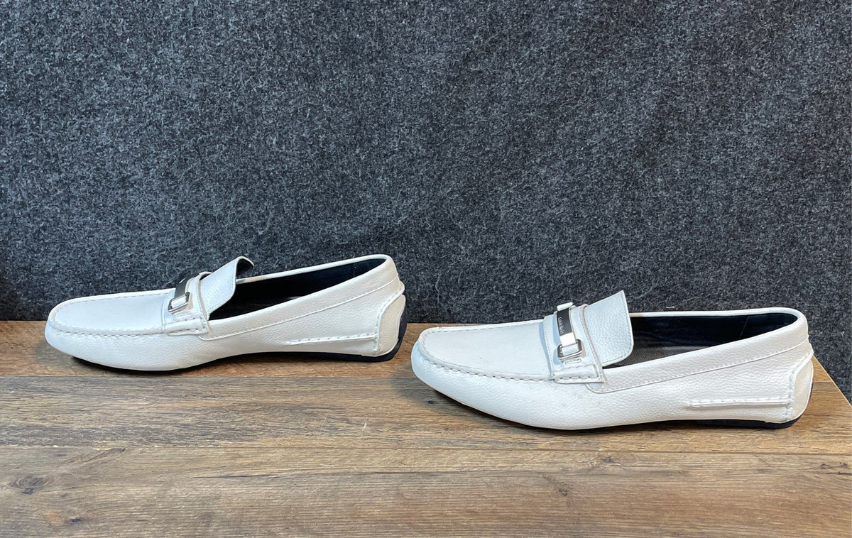 Calvin Klein Mikos White Leather Driving Loafers Men's Size 12
