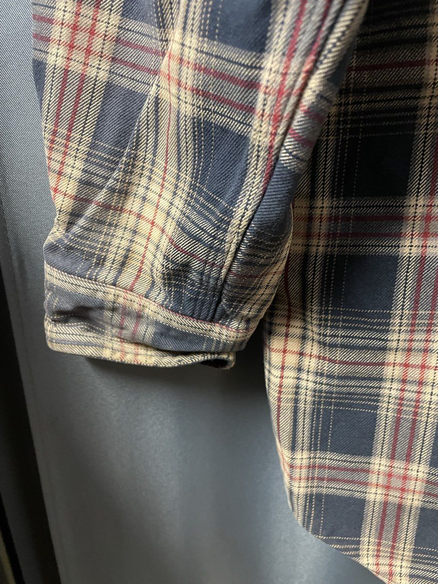 Carhartt Men's Blue Tan Red Plaid 100% Cotton Button Up Shirt Size L