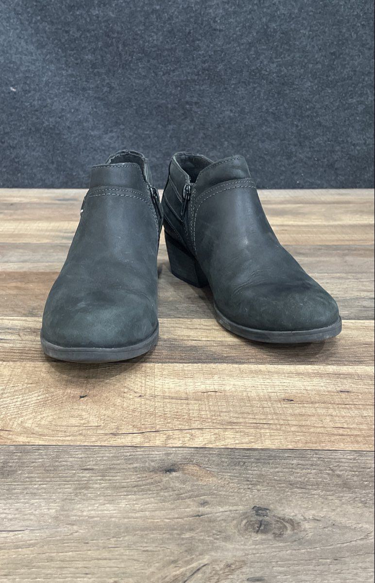 Clarks Collection Cologne Zip Black Nubuck Leather Ankle Boots Women's Size 8