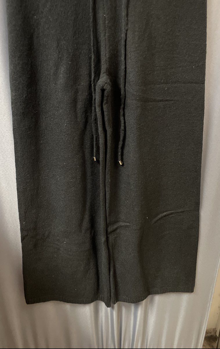 Bluivy Women's Black Knit Drawstring Wide Leg Lounge Pants NWT Sz M