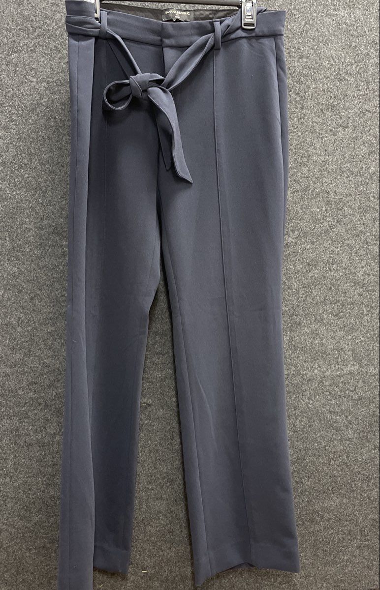 Banana Republic Women's Navy Logan Fit Tie Waist Seamed Trouser Sz 6