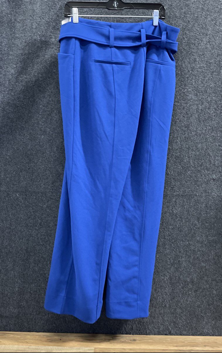 New York & Company Women's Blue 7th Avenue Wide Leg Belted Pants Sz 16P NWT