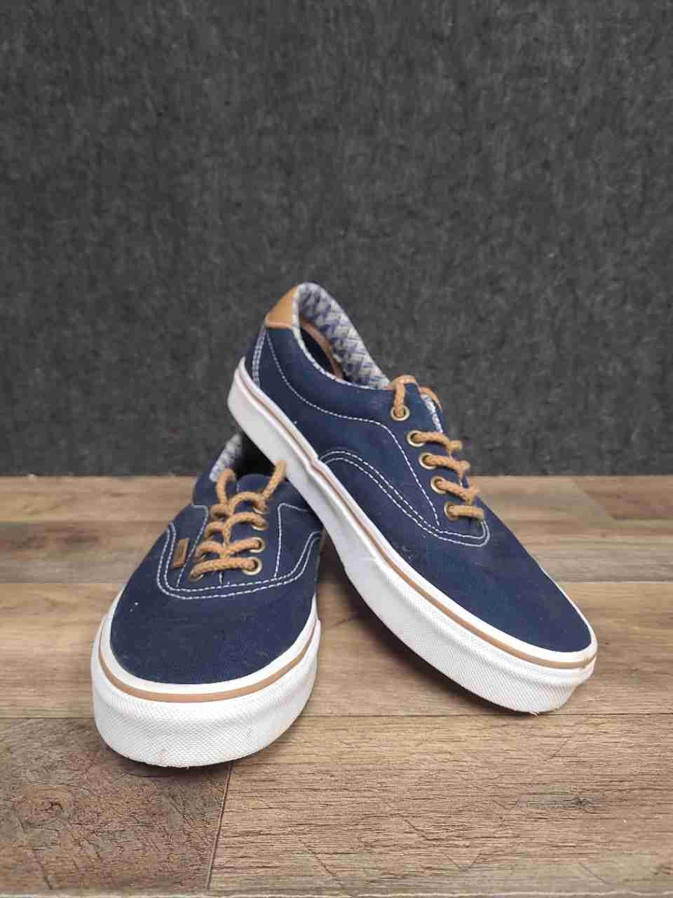 Vans Era 59 Navy Blue Tan Leather Accents Skate Shoes Size Men 7.5 Women 9
