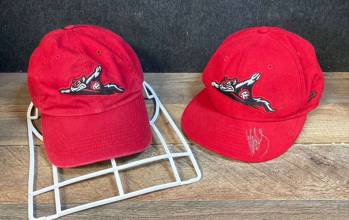 Richmond Flying Squirrels Red Baseball Caps Lot of 2 '47 New Era One Signed