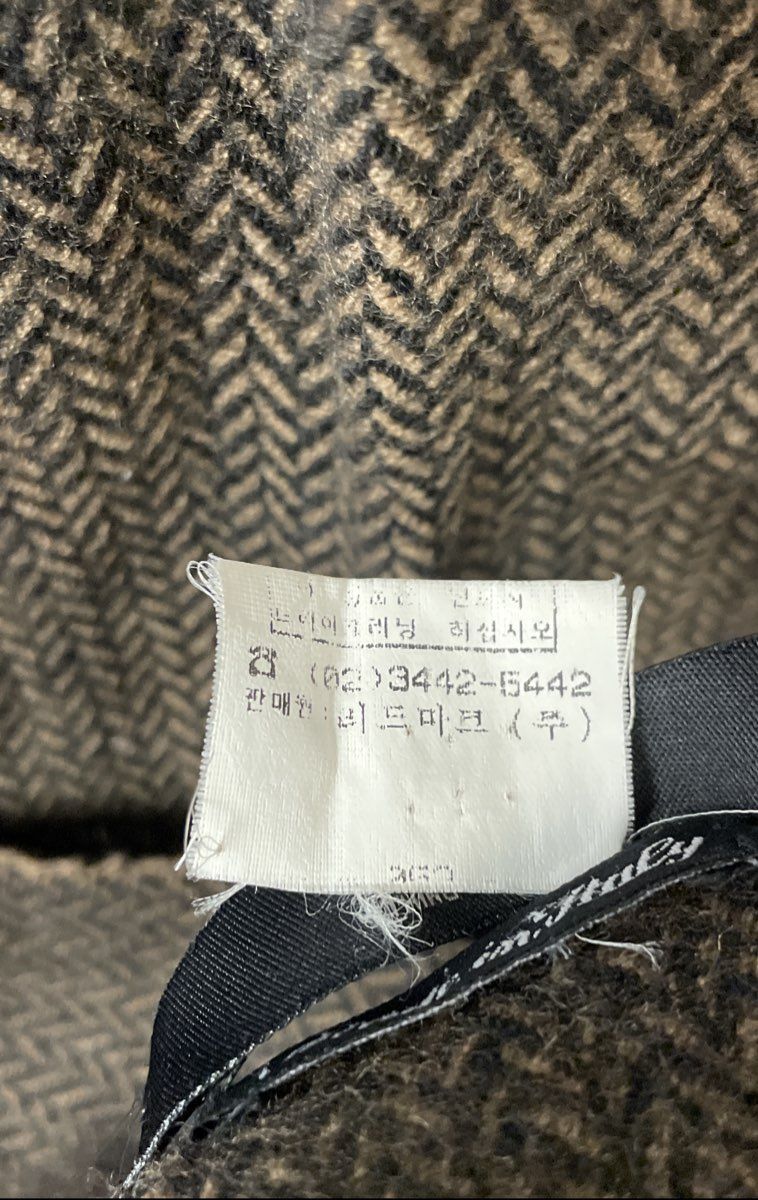 Ansich Unisex Brown Black Herringbone 100% Wool Scarf Made in Italy Vintage