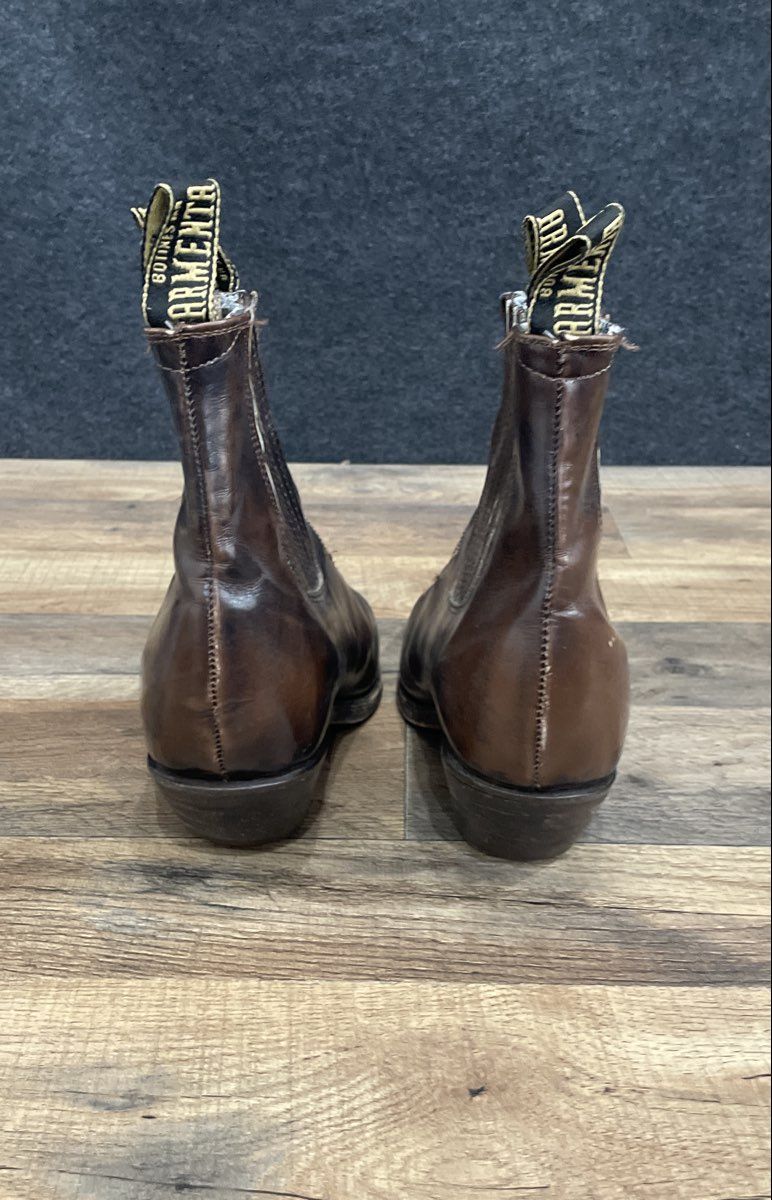 Armenta Brown Leather Western Cowboy Ankle Boots Men's 9