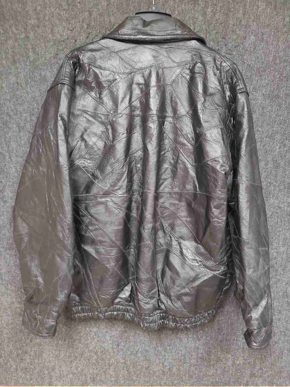 Navarre Men's Vintage 90s Black Patchwork Leather Bomber Jacket Sz XXL
