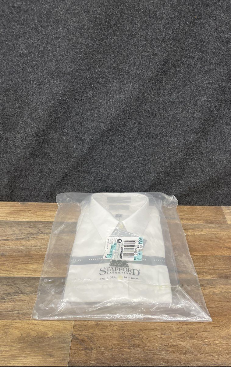 Stafford Executive Men's Dress Shirt White Point Collar NWT 17.5 33