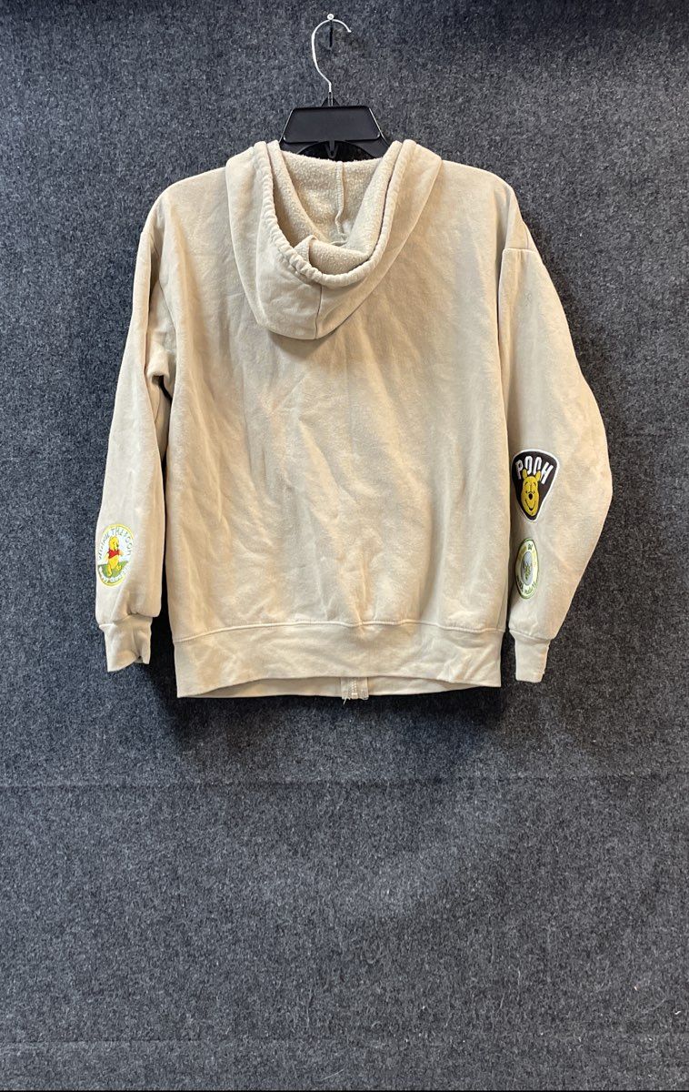 Disney Women's Winnie The Pooh Chenille Patch Full Zip Hoodie Sand Sz S