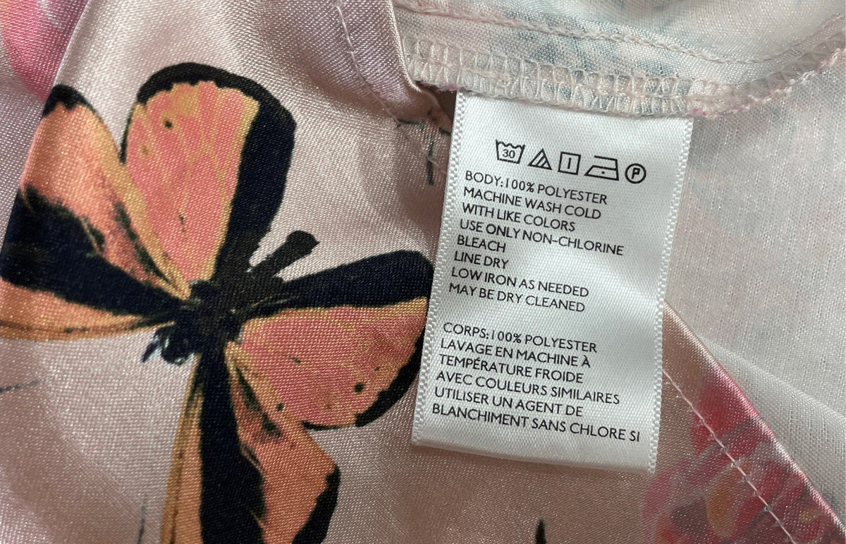 Kimchi Blue Women's Pink Satin Bug Print Butterfly Ladybug Shift Dress Sz M