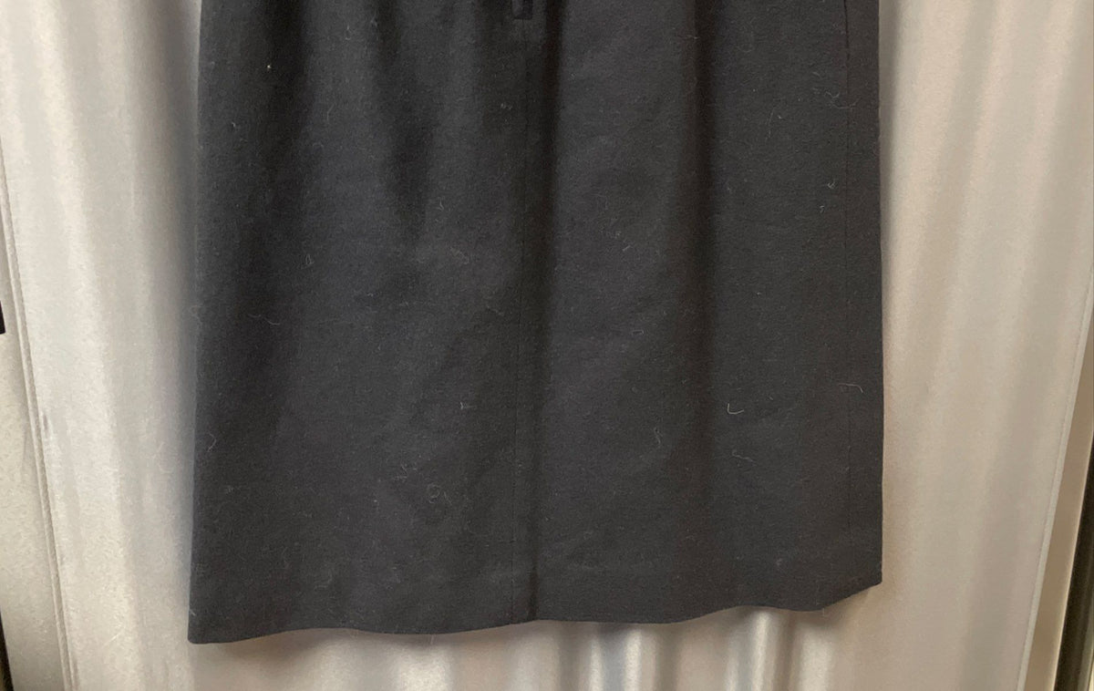 Vintage 80s pant-her Women's Blue Wool Straight Midi Skirt Pockets 28" Waist