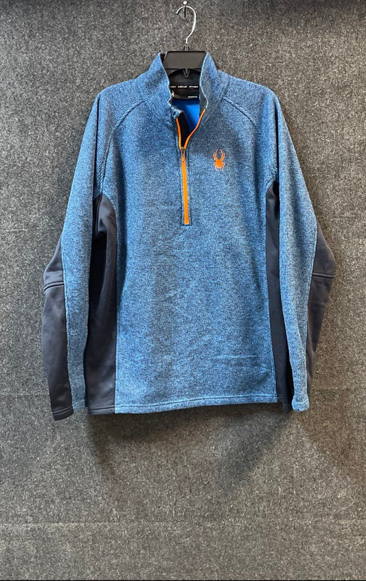 Spyder Men's Blue Textured Knit 1/4 Zip Pullover Core Sweater Sz XXL