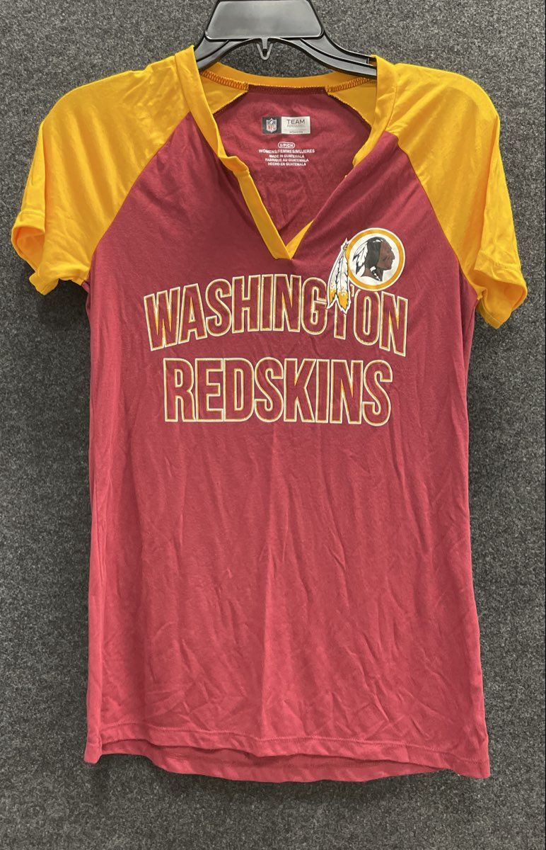 Washington Redskins NFL Team Apparel Raglan V-Neck T-Shirt Women's Sz S