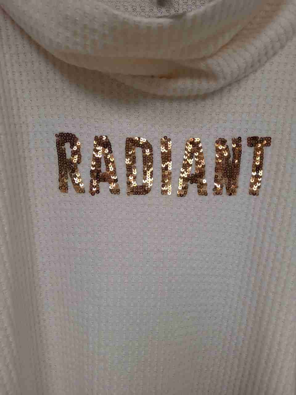Torrid Women's Cowl Neck Top Cream Ivy Waffle Sequin Radiant Graphic Sz 2X NWT