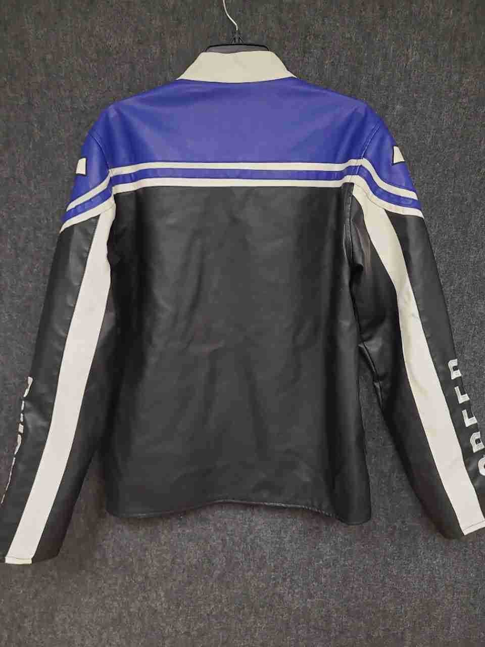 Chor Clothing Company Men's Faux Leather Racing Jacket Black Blue Road King Sz M