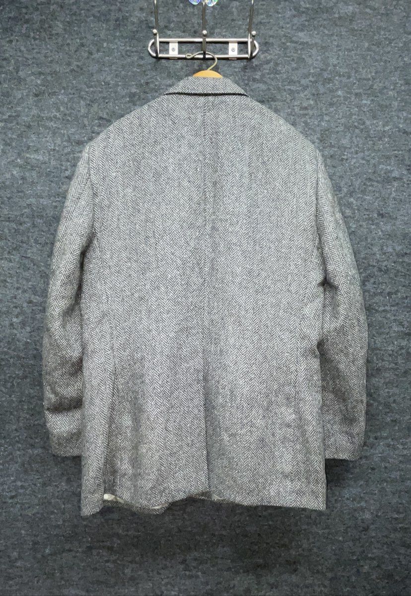 Vintage Haggar Herringbone Tweed Blazer Sport Coat Gray 2-Button Sz 44
