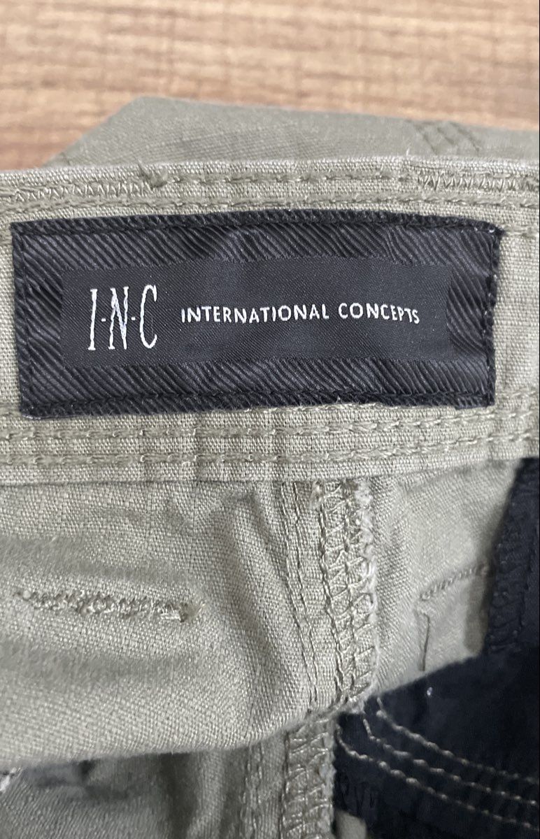 INC International Concepts Men's Green Multi-Pocket Cotton Cargo Shorts Size 34