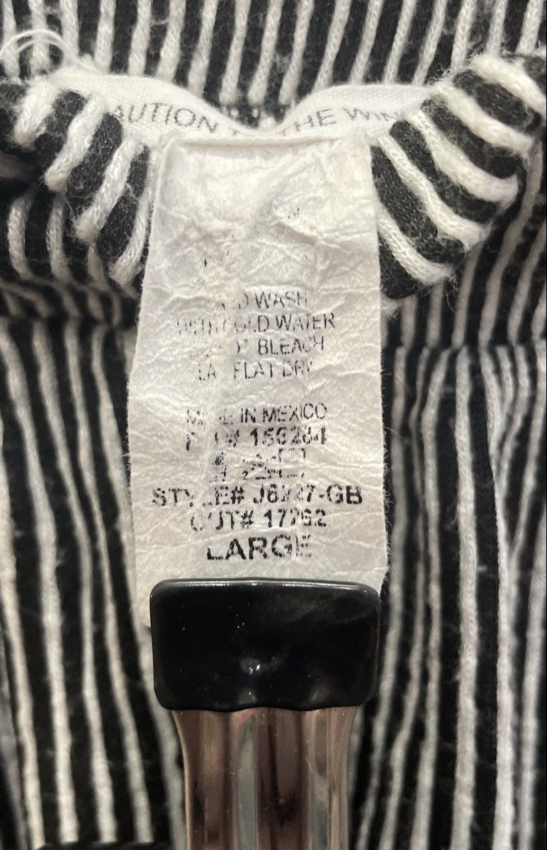 Caution to the Wind Women's Black White Striped Paperbag Waist Pants Size L