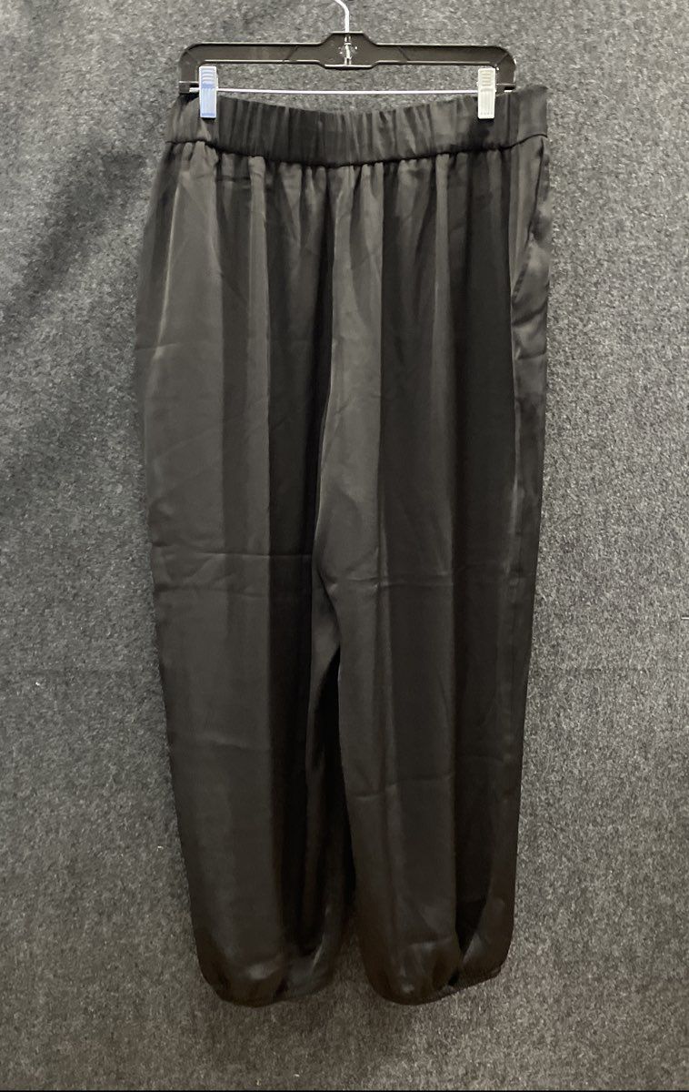 Express Women's Black Satin High Waist Jogger Pants NWT Sz L Pockets