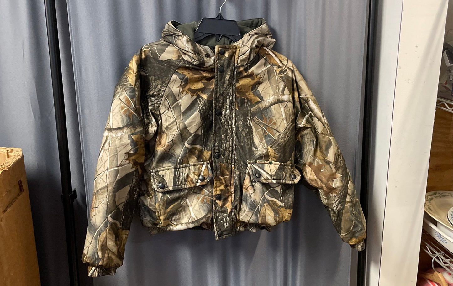 Remington Youth Reversible Camo Jacket Realtree Hardwoods Olive Green Sz 12/14