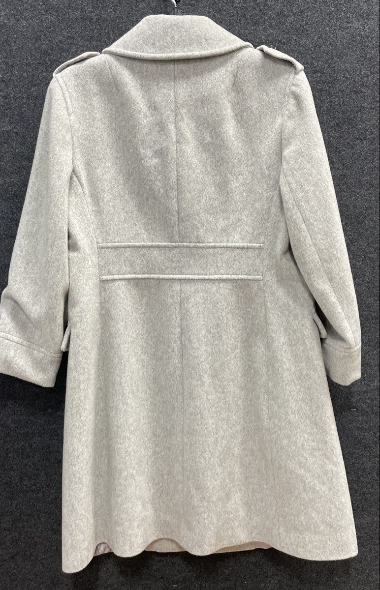 Michael Kors Women's Grey 100% Wool Single Breasted Military Coat Sz 10
