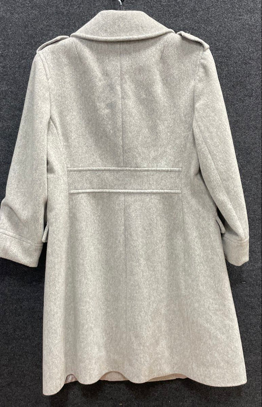 Michael Kors Women's Grey 100% Wool Single Breasted Military Coat Sz 10