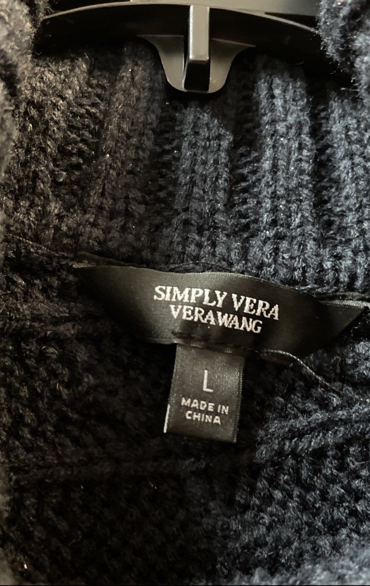 Simply Vera Vera Wang Women's Gray Cable Knit Cowl Neck Sweater Size L