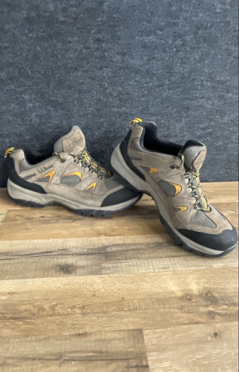 L.L. Bean Trail Model Brown Grey Yellow Low Top Hiking Shoes Men's Size 11 Wide