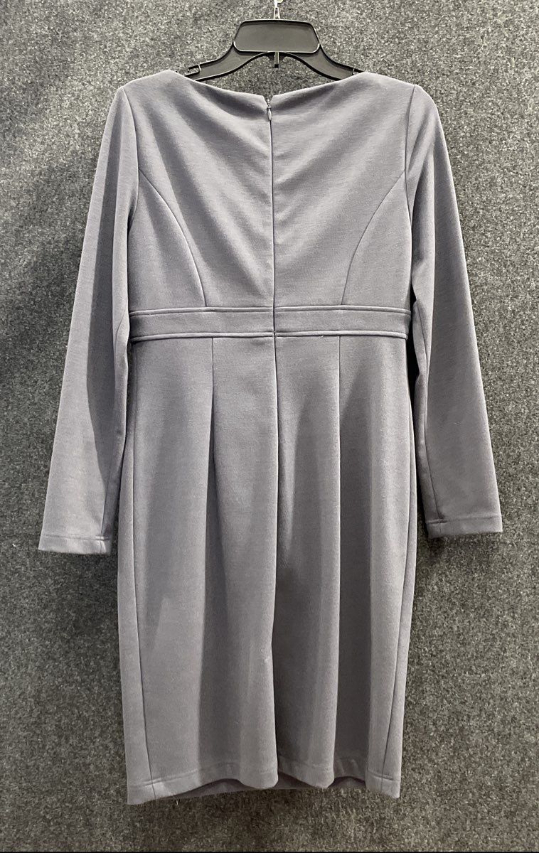 Adrianna Papell Women's Gray Long Sleeve Bow Shoulder Sheath Dress Size 8