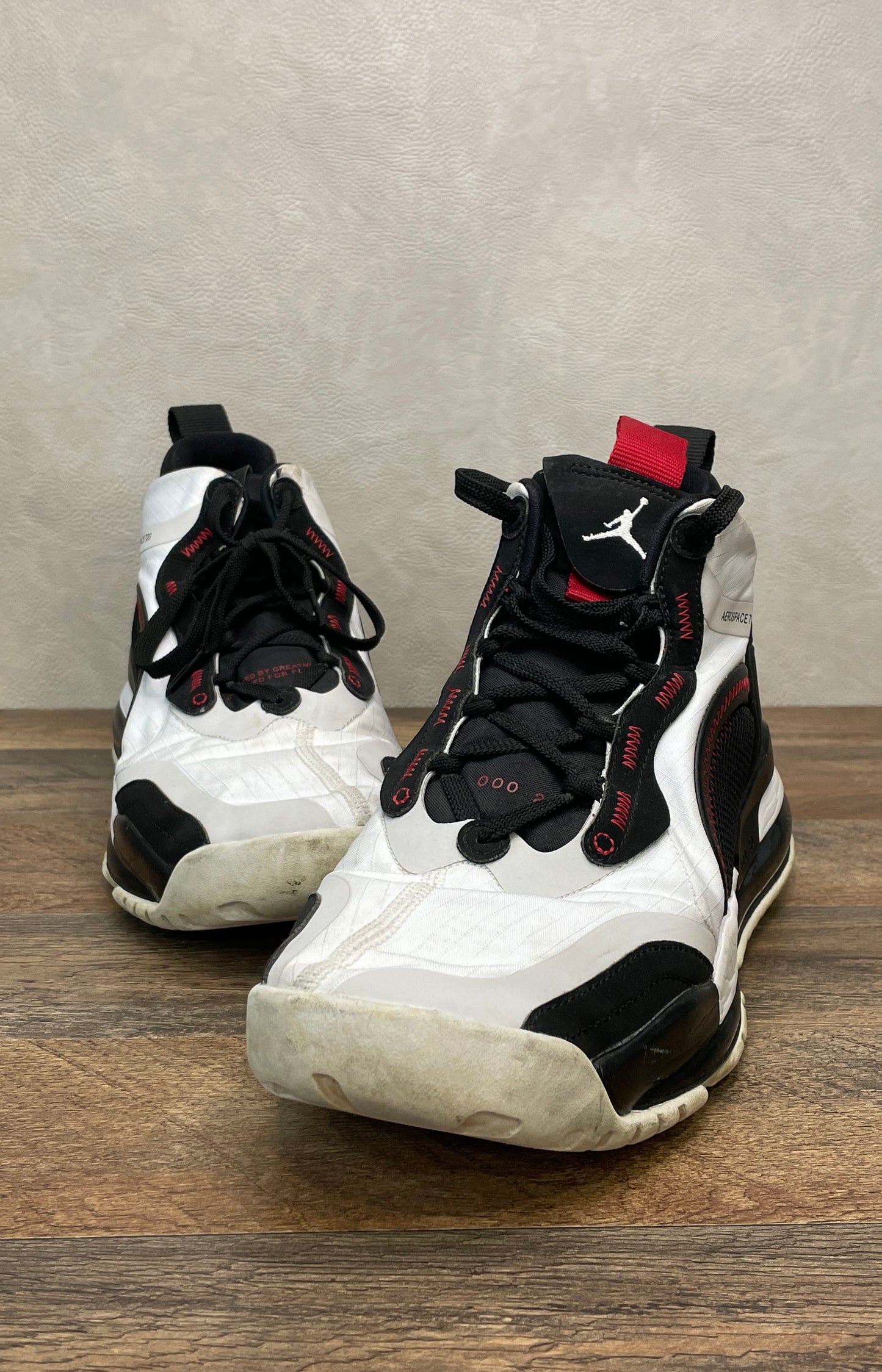Nike Jordan Aerospace 720 White Black Gym Red Basketball Sneakers Size 12