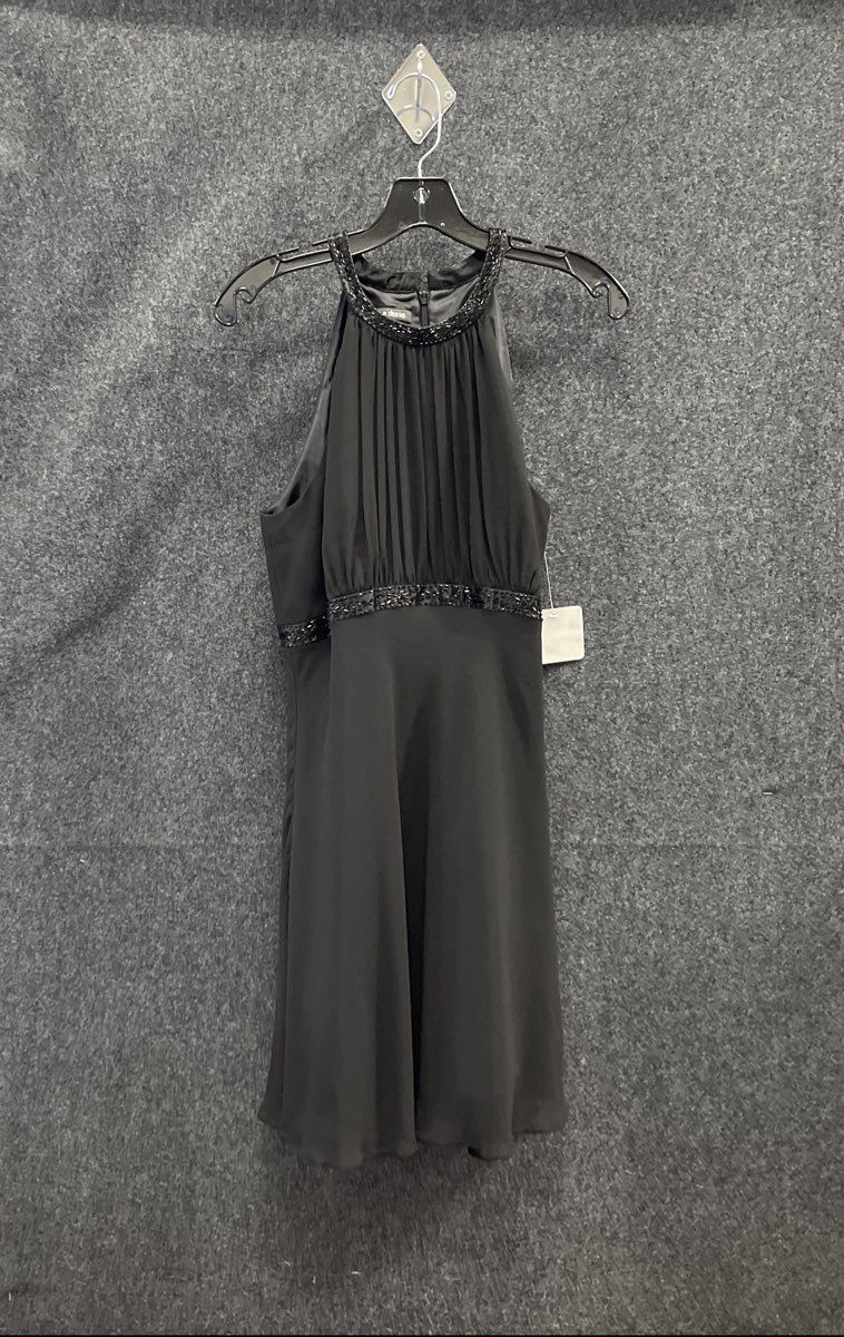 Jones Wear Women's Black Beaded Halter Neck Pleated Chiffon Dress NWT Size 10