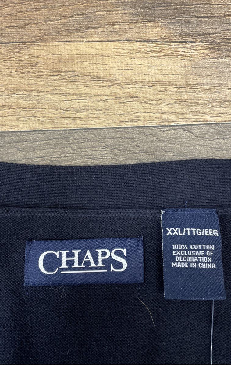 Chaps Men's Navy Blue Knit Cotton Full Button Sweater Vest Waistcoat NWT Sz XXL