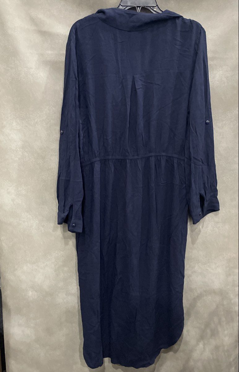 Venus Women's Navy Blue Long Sleeve Roll Tab Surplice Pocket Dress Sz XL