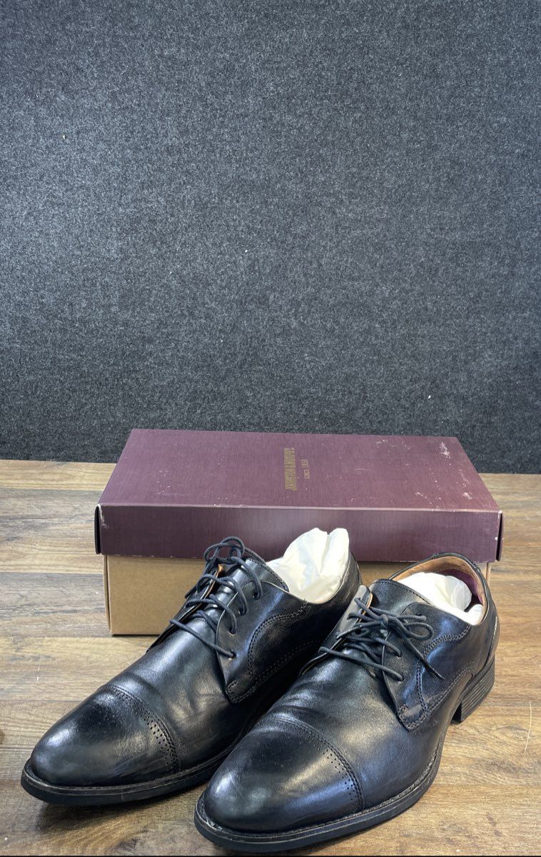 Johnston & Murphy Gibbons Black Full Grain Cap Toe Derby Shoes Size 12 M