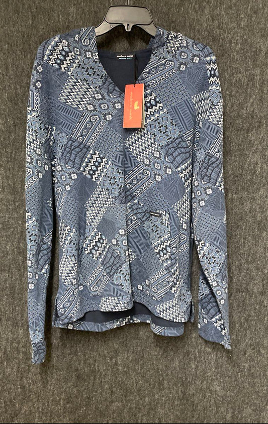Southern Marsh Women's Monterey Patchwork Hoodie Navy Geo Print Cotton NWT Sz M