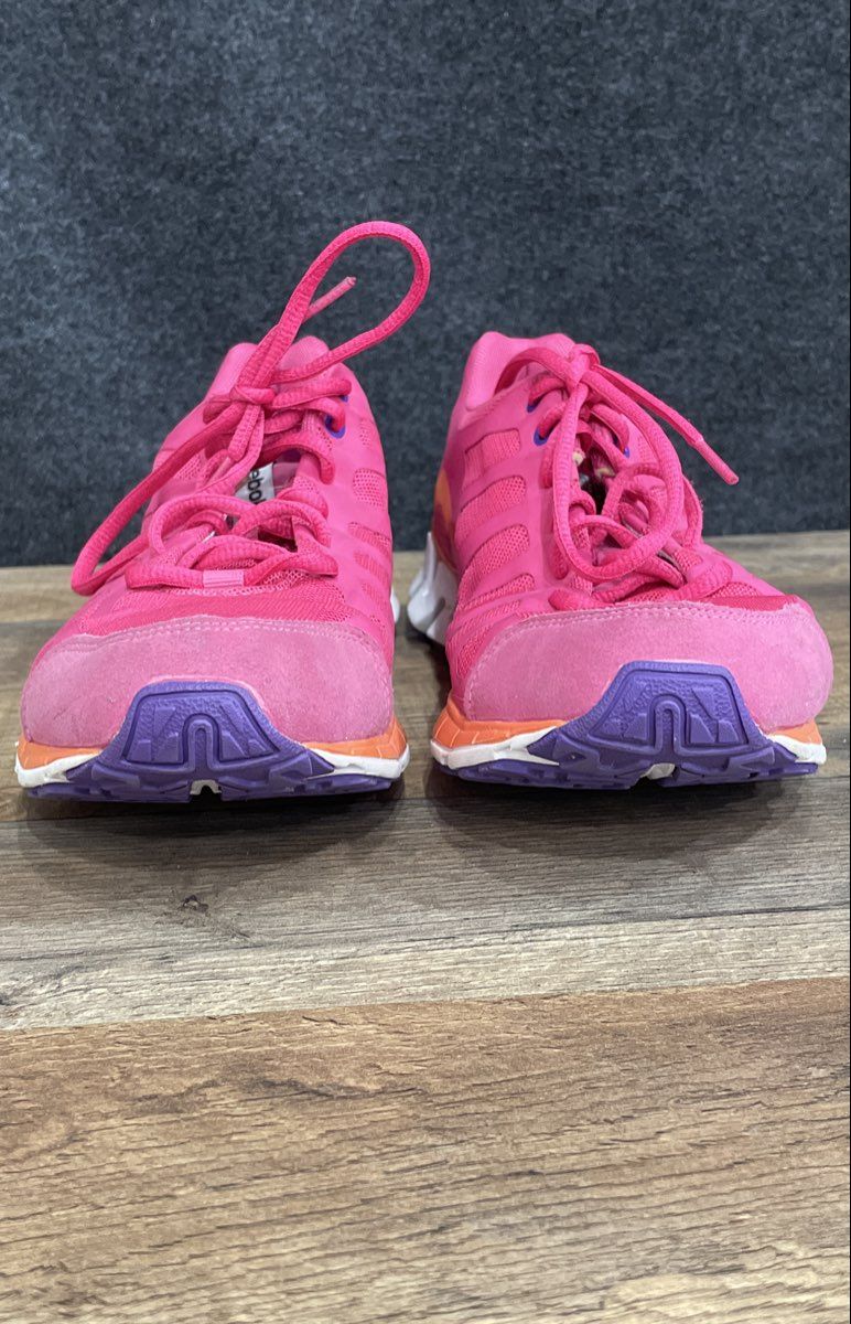 Reebok ZigTech Shark Pink Orange Purple Running Shoes Womens Size 7.5