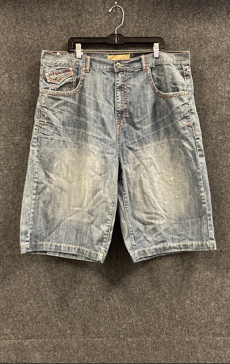 DMZ Denim Men's Blue Vintage Y2K Hip Hop Baggy Contrast Stitch Shorts Sz 42