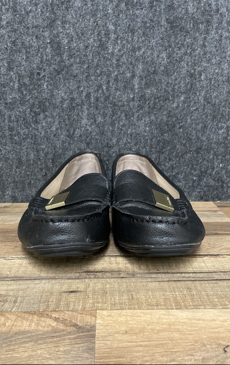 Calvin Klein Lisette Black Pebbled Leather Slip On Loafers Women's Size 9
