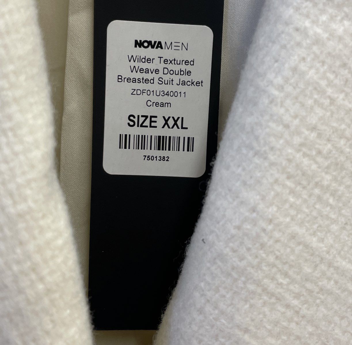 NovaMen Men's Wilder Textured Double Breasted Jacket Cream NWT Size XXL