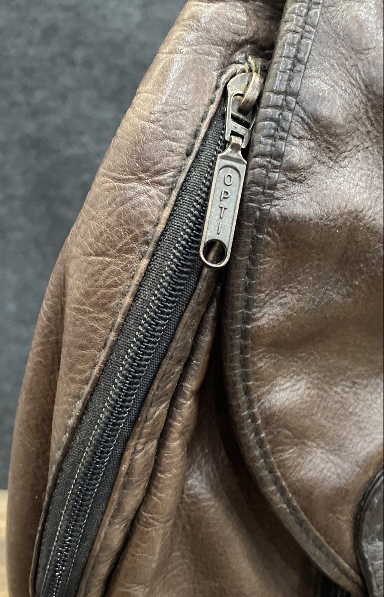 Vintage 90s Tanner West Brown Leather Teardrop Sling Crossbody Sash Bag