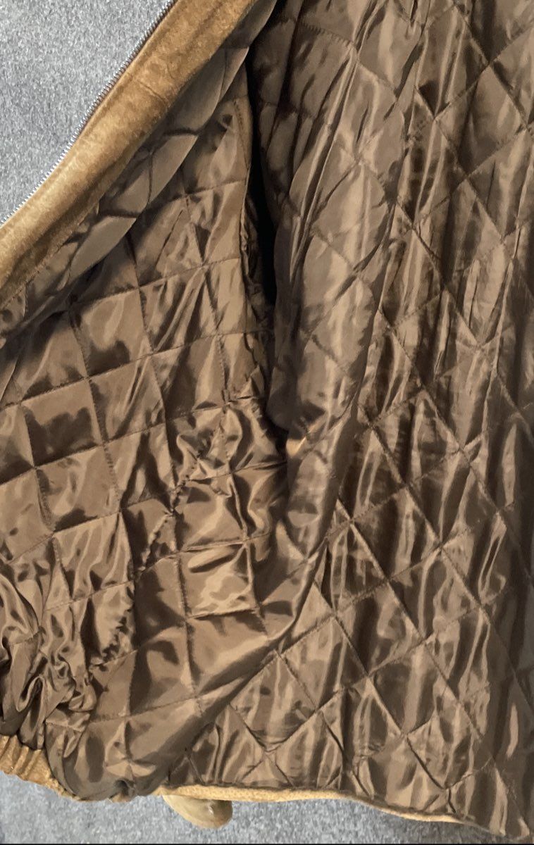 Vintage 90s Vintage Leather Brown Suede Quilted Bomber Jacket Sz XL