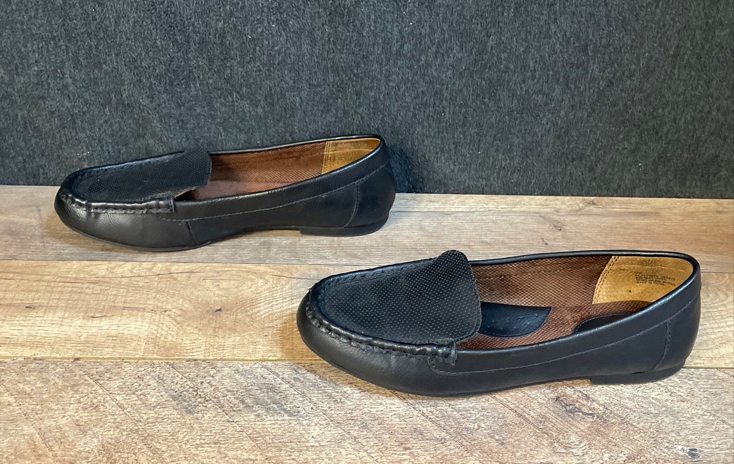 b.o.c. Moccasin Loafer Black Perforated Slip-On Women's Shoes Size 9W