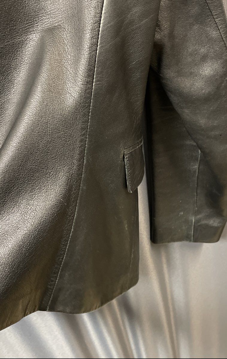 Lia Bell Women's Black Sheepskin Leather Blazer Jacket Single Button Sz S