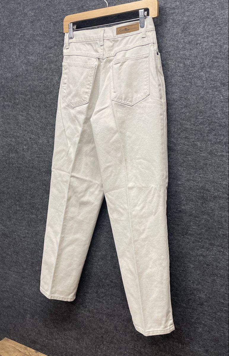 Vintage 90s Bill Blass Women's Off-White Petite Easy Fit High Rise Jeans Sz 6P