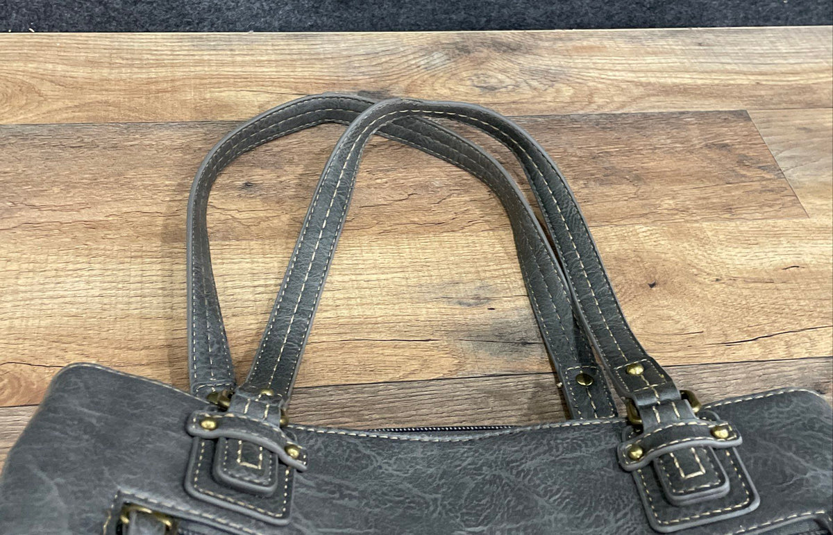 b.o.c. Born Concept Grey Tooled Floral Embossed Leather Shoulder Bag Purse