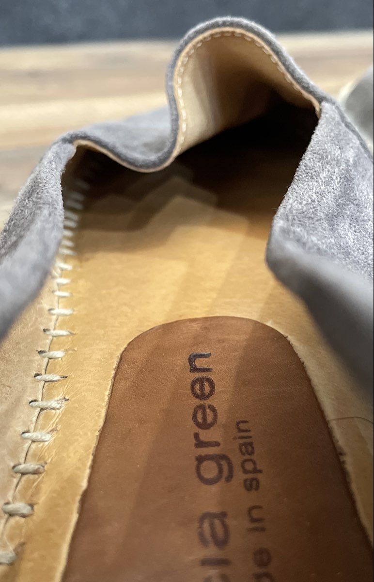 Patricia Green Grey Suede Platform Espadrille Loafers Spain Women's Size 10