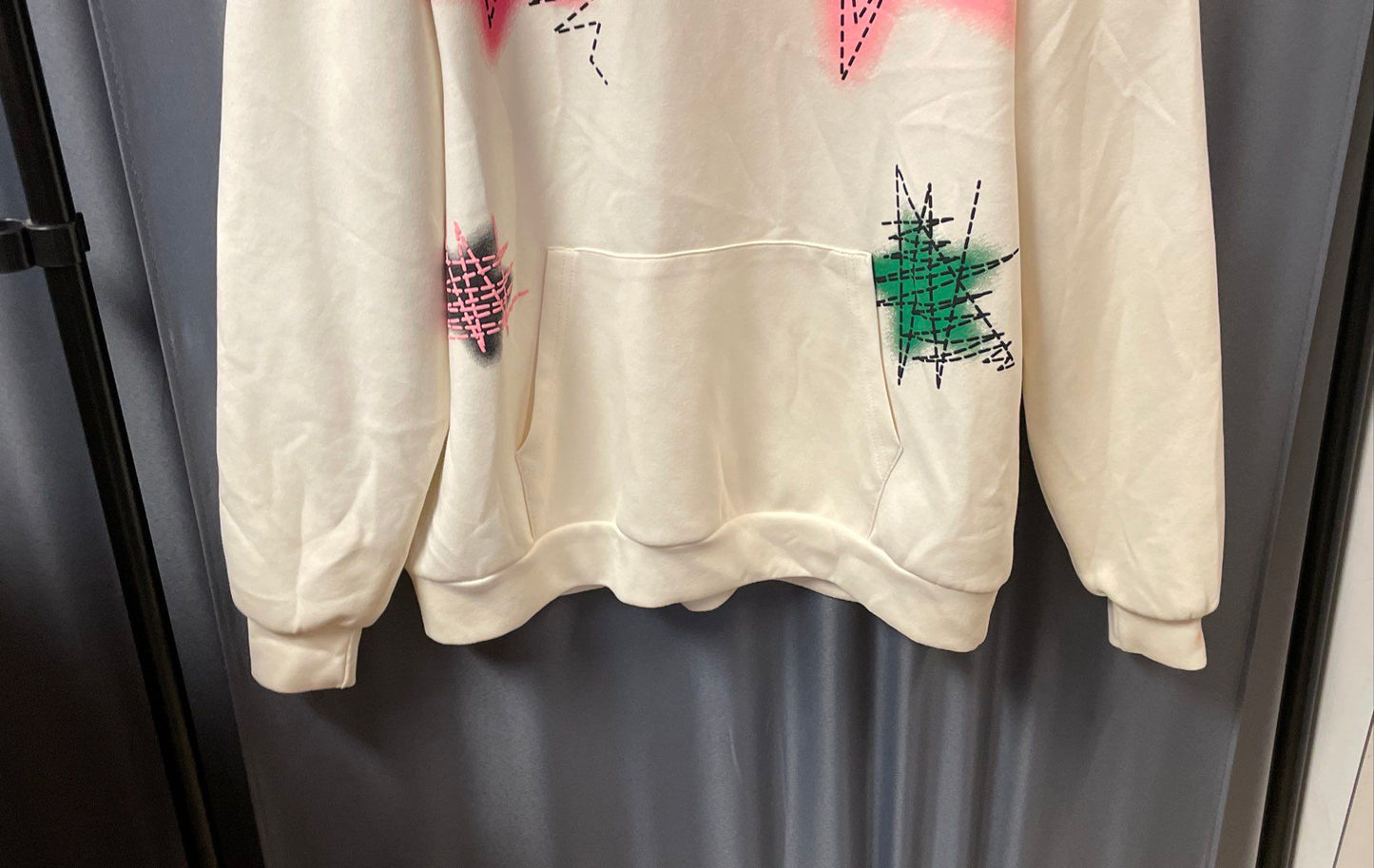 Elfric Eden Cream Star Graphic Pullover Hoodie Streetwear Aesthetic Sz S