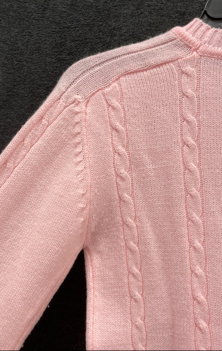 Vintage 80s T.G.I.F. Pink Cable Knit Crew Neck Sweater Made in Korea Sz M