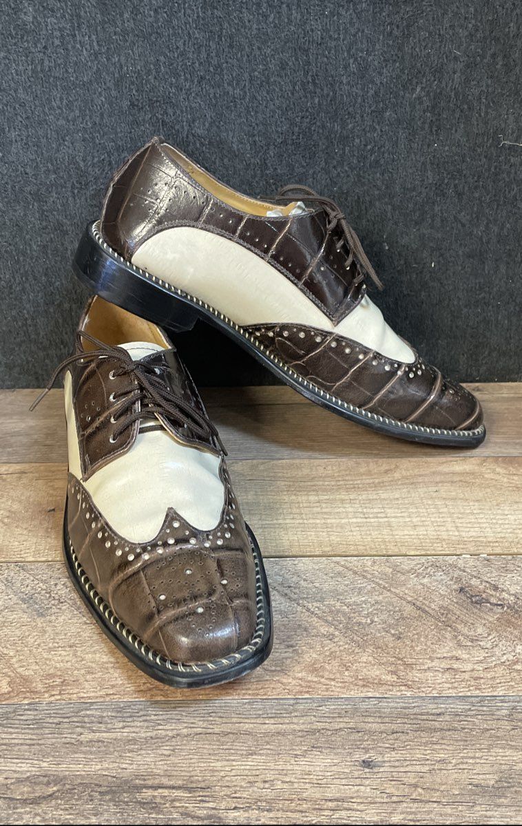Fortune from Liberty Brown White Leather Wingtip Spectator Brogue Shoes Size 9