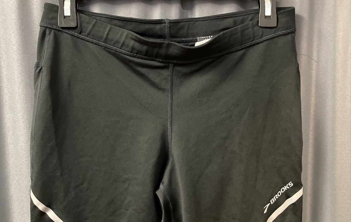 Brooks Men's Black Neon Green Reflective Running Pants Tights Sz L